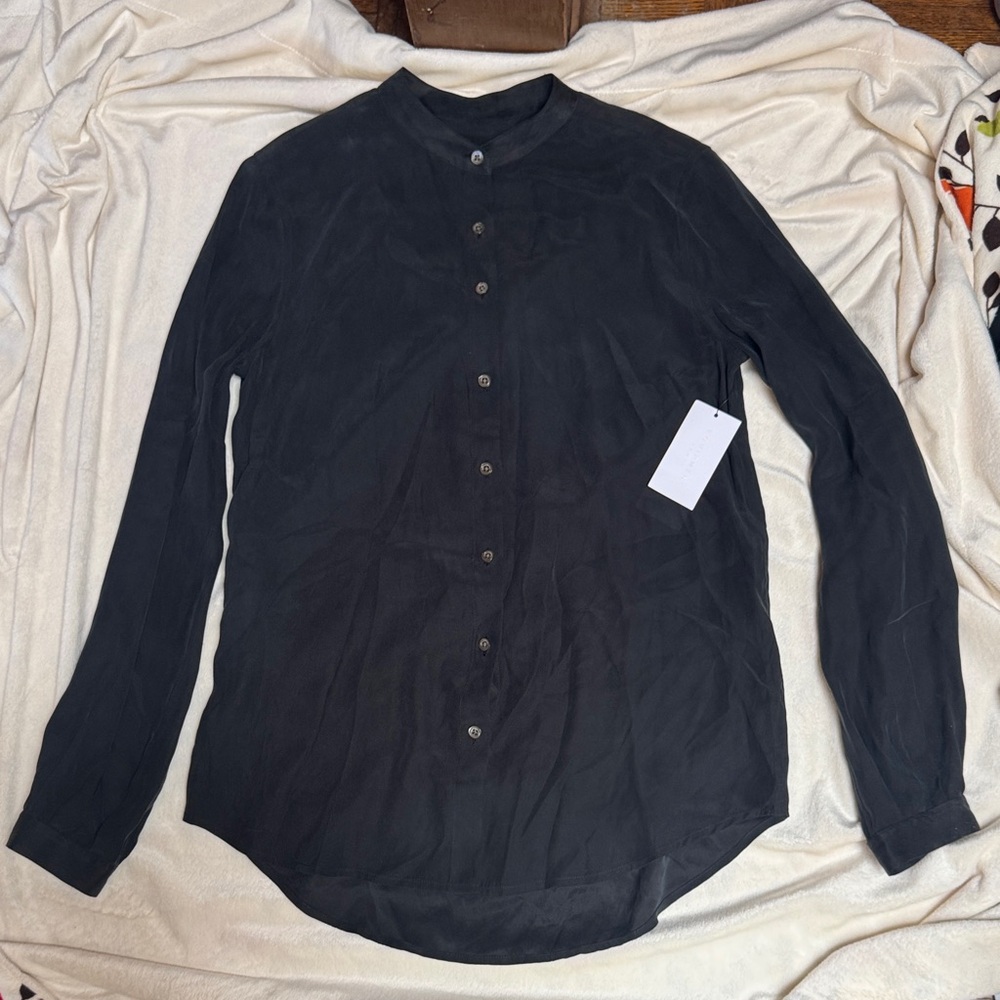 Equipment Silk Black Button Down Shirt